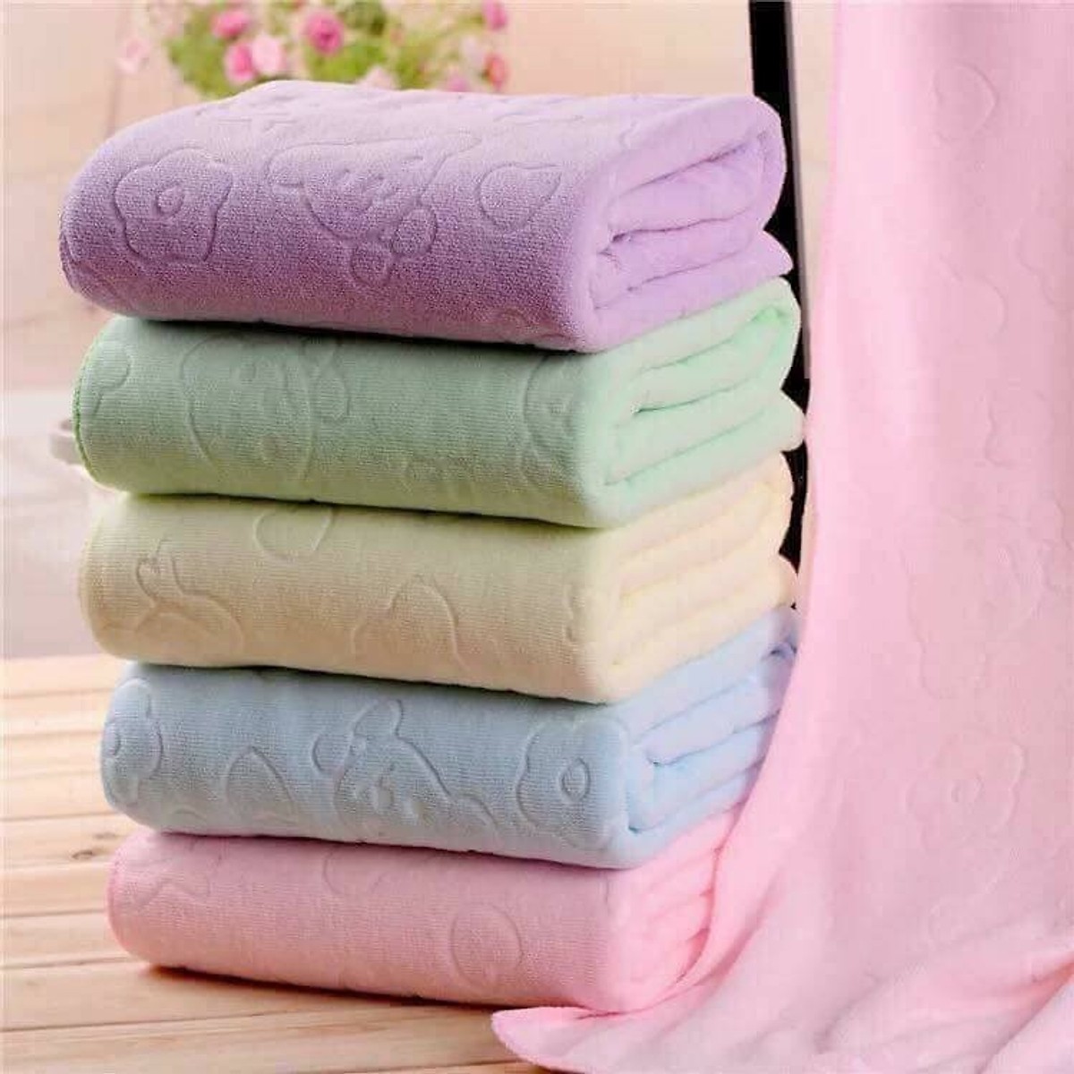 Sét 3 Khăn Tắm Mềm Mại - Màu Tím Nhạt Sevenmart