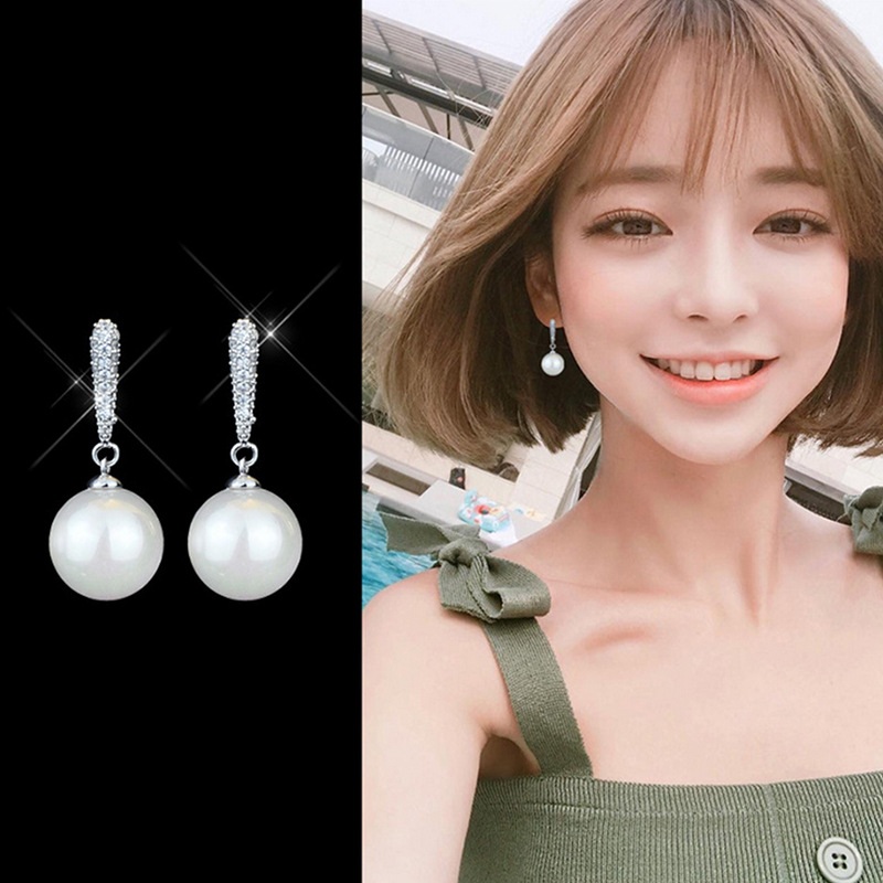 Bông tai dáng ngắn gắn hạt nhỏ