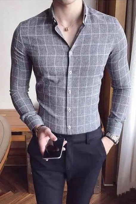 Áo Sơ Mi Nam Kẻ BBR cổ bẻ dài tay Cao Cấp