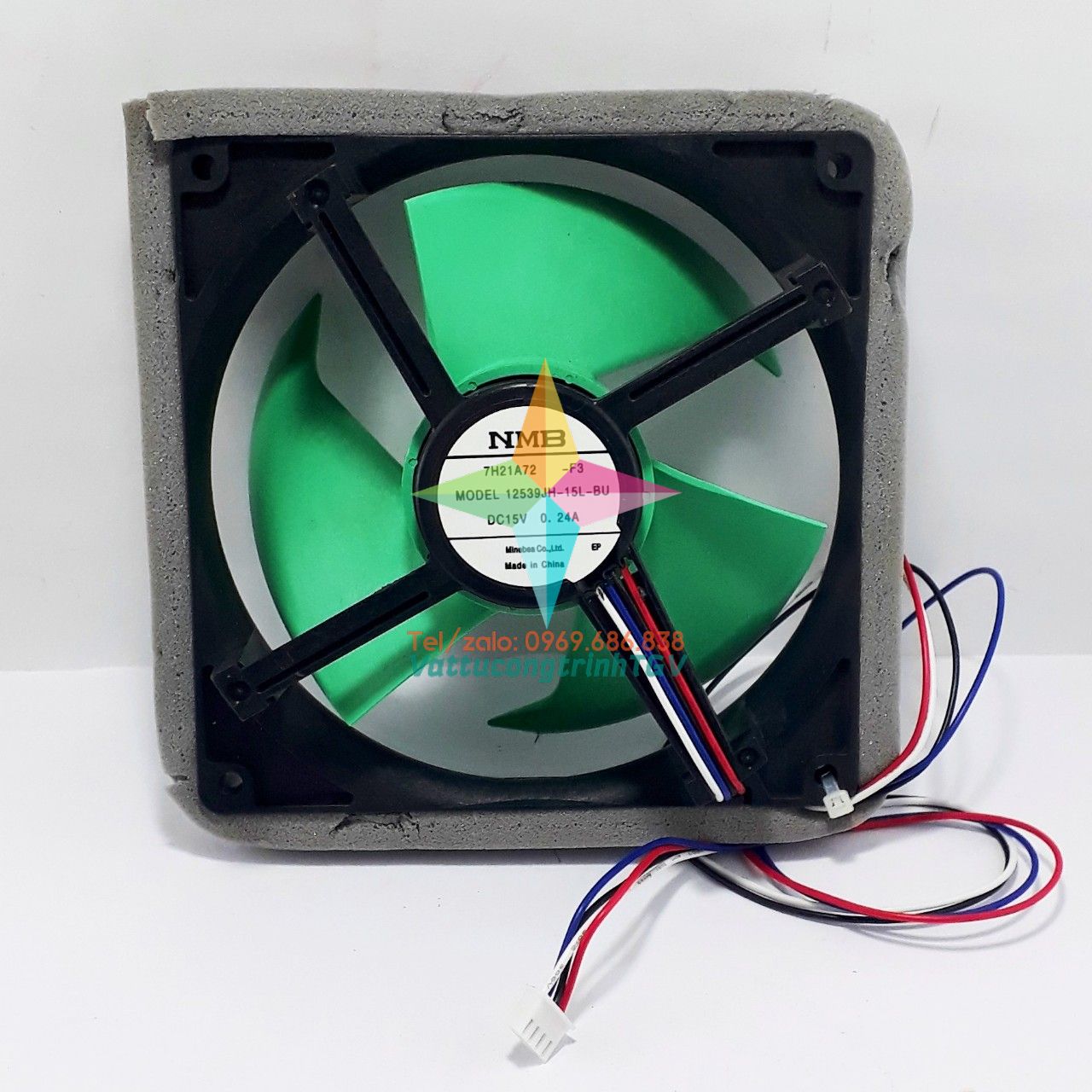 Quạt tủ lạnh SHARP-PANASONIC DC15V/DC12V - 4 dây - KT12.5x12.5 - 3 cánh