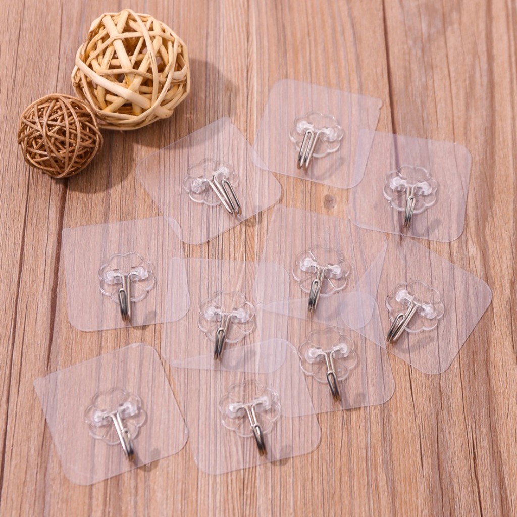 Bộ 10 Móc Treo Dán Tường Trong Suốt