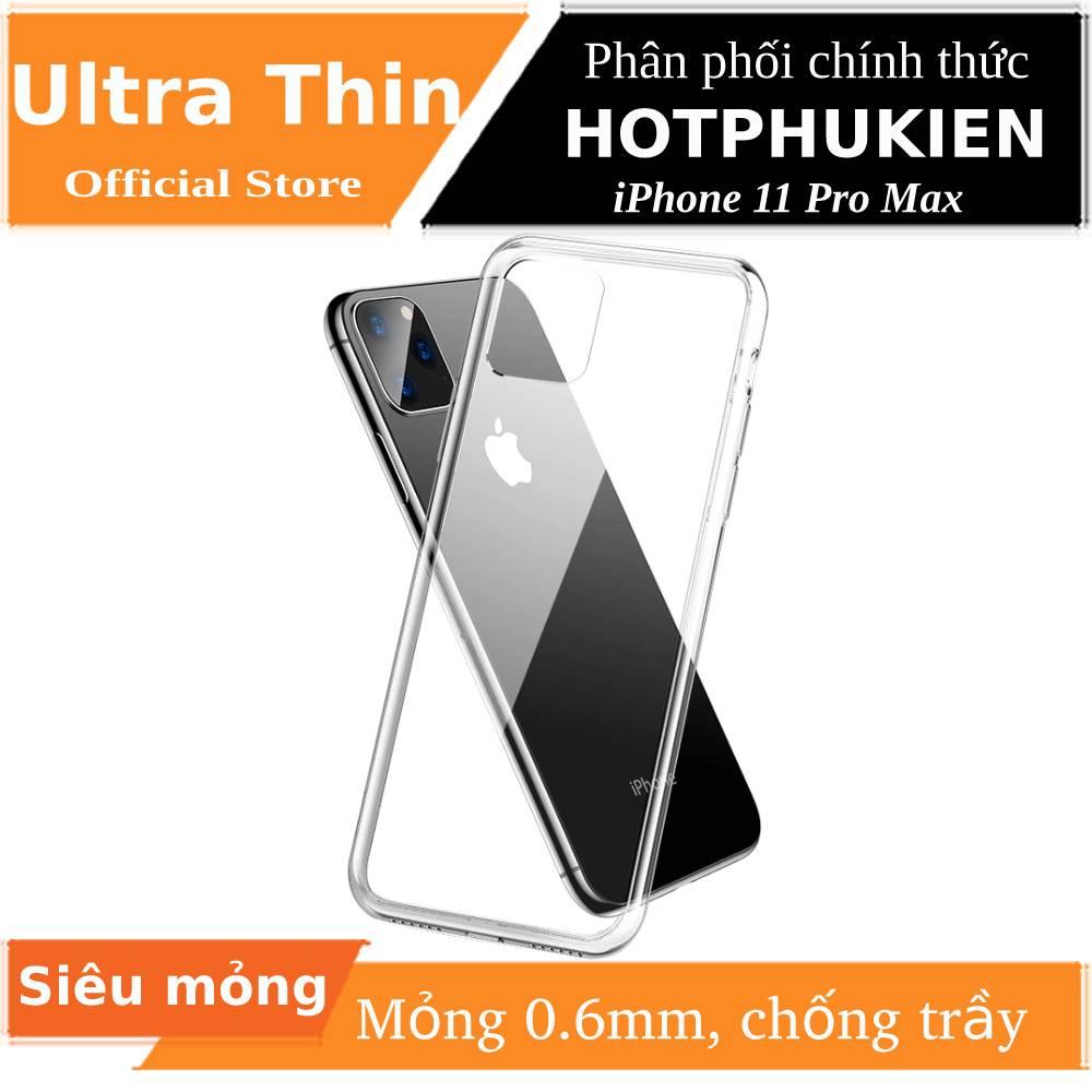 Ốp lưng dẻo silicon cho iPhone 11 Pro Max (6.5 inch) hiệu Ultra Thin (siêu mỏng 0.6mm, chống trầy, chống bụi)(Mua 1 tặng 1) - Phân phối bởi Hotphukien