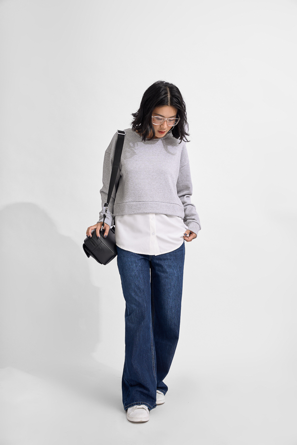 [NHẬP MÃ NOVFALAZSOCIAL02 GIẢM 40K ĐƠN 199K  ] Áo sweater Maybi suông thun phối lai sơmi