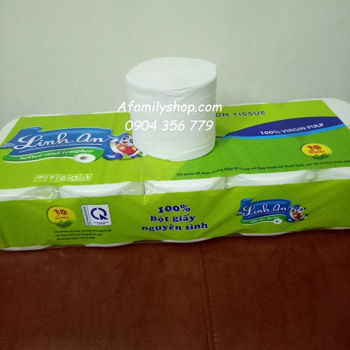 Bịch 10 cuộn giấy vệ sinh cao cấp Linh An