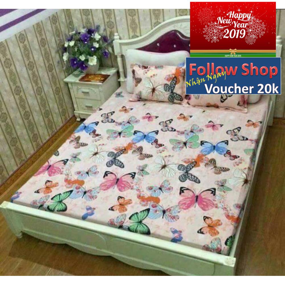 Bộ ga chun và 2 áo gối mỏng dành cho mùa hè ( Phù Hợp Nệm 1m8x2m) (revatot)