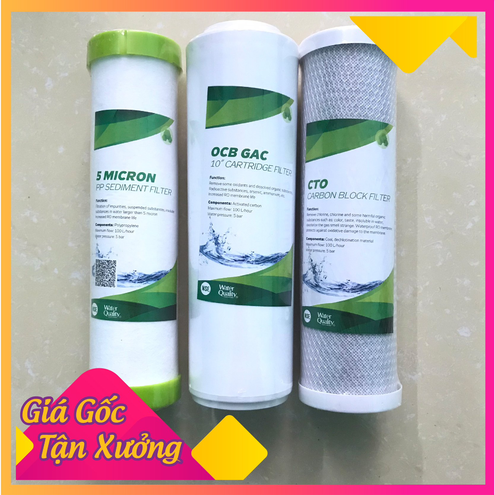 Lõi lọc nước 123 than hoạt tính(5pp,COB,CTO)