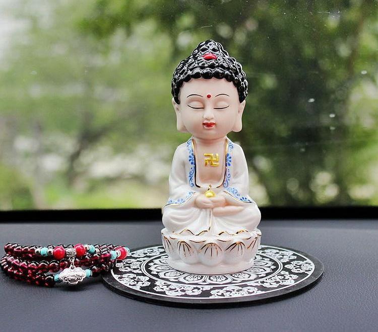 Tượng Phật Ngự Thiền Hoa Sen Trắng Gốm Trắng
