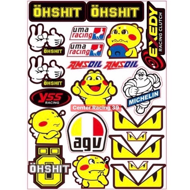 [ Tem 21 Tấm ]  Tem logo Crom 7 màu chất lượng cao RACING 21 decal ; tem nhãn ; logo