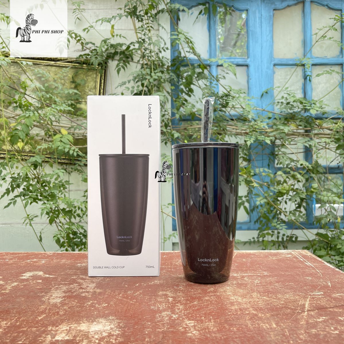 Ly nhựa 2 lớp có ống hút Lock&Lock dung tích 750ml HAP507 HAP509 HAP522