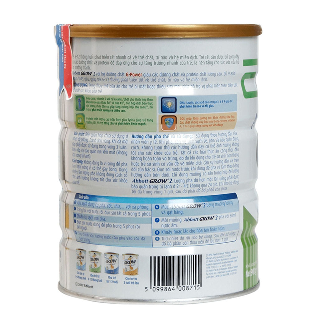 Sữa Bột Abbott Grow 0+ Hộp 850g (Ước muốn Cao hơn, Thông Minh hơn)