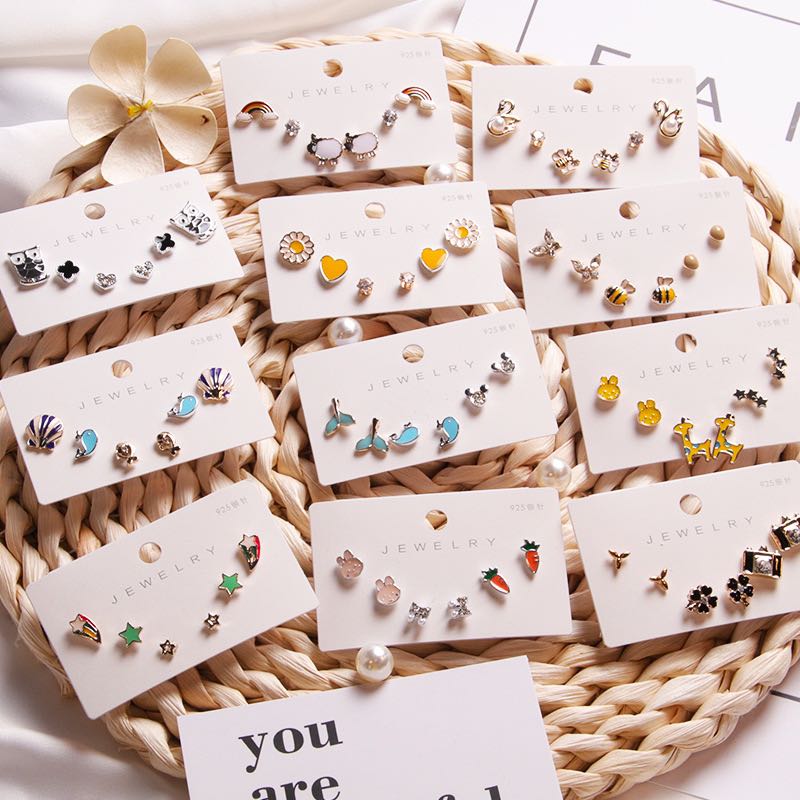 Set 3 Đôi Bông Tai Nhiều Kiểu Cực Dễ Thương