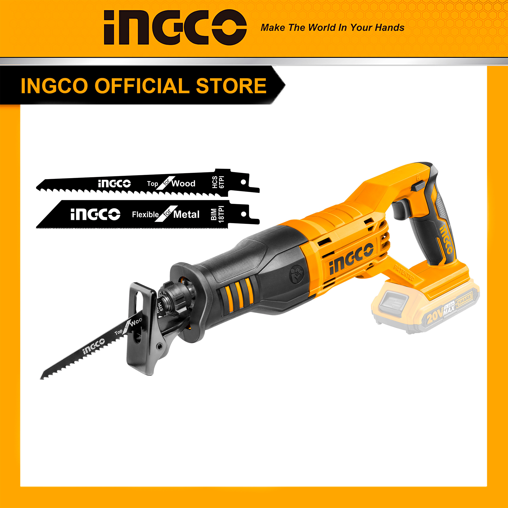 Máy cưa kiếm dùng pin 20v ingco crsli1151