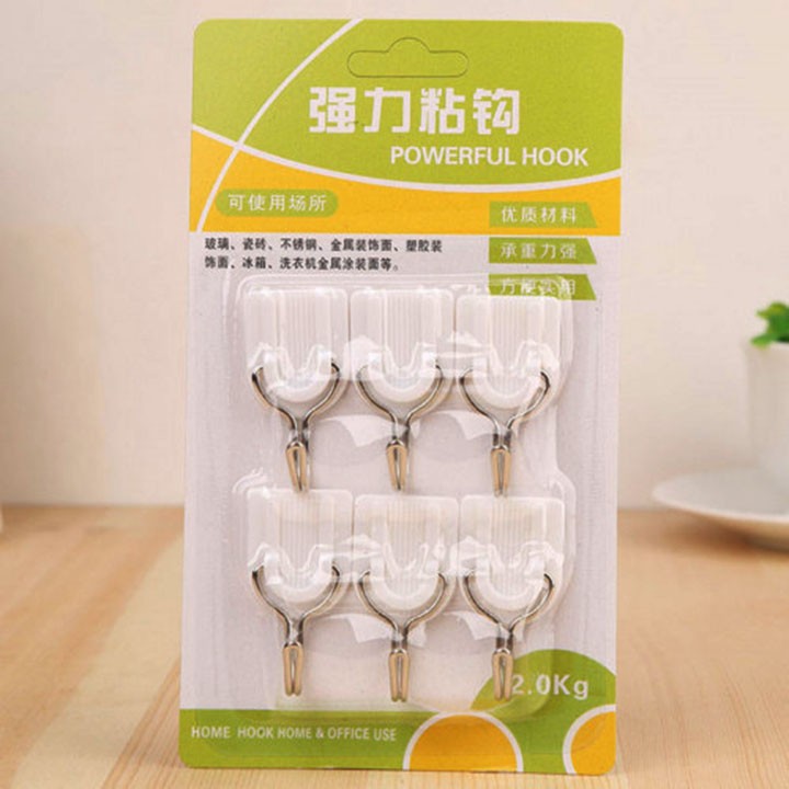 [HCM]Vỉ 6 móc dán tường siêu chắc