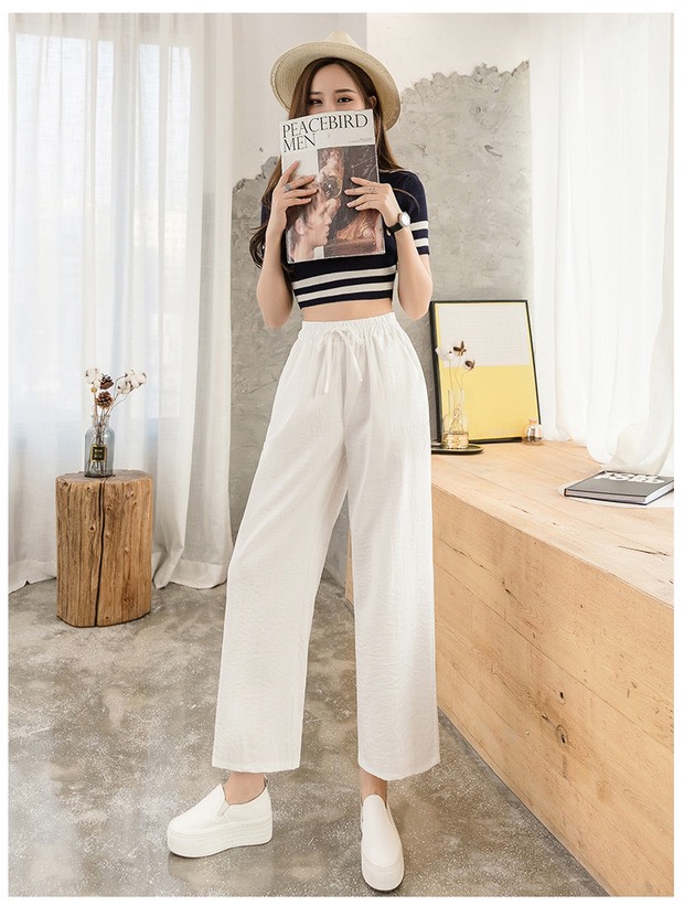 ❤️ MẶC LÀ THÍCH ❤️ Quần đũi ống rộng suông lửng nữ dài 9 tấc dáng ống suông - Lưng thun chun khoá thật - Màu Đen Be Trắng Ruốc - Chất vải đũi mát - g8_shop S0