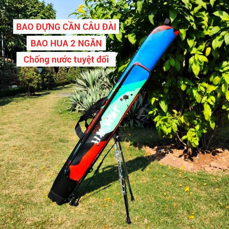 Bao đựng cần câu đài HUA 2 ngăn, có chống chân - chống nước tuyệt đối