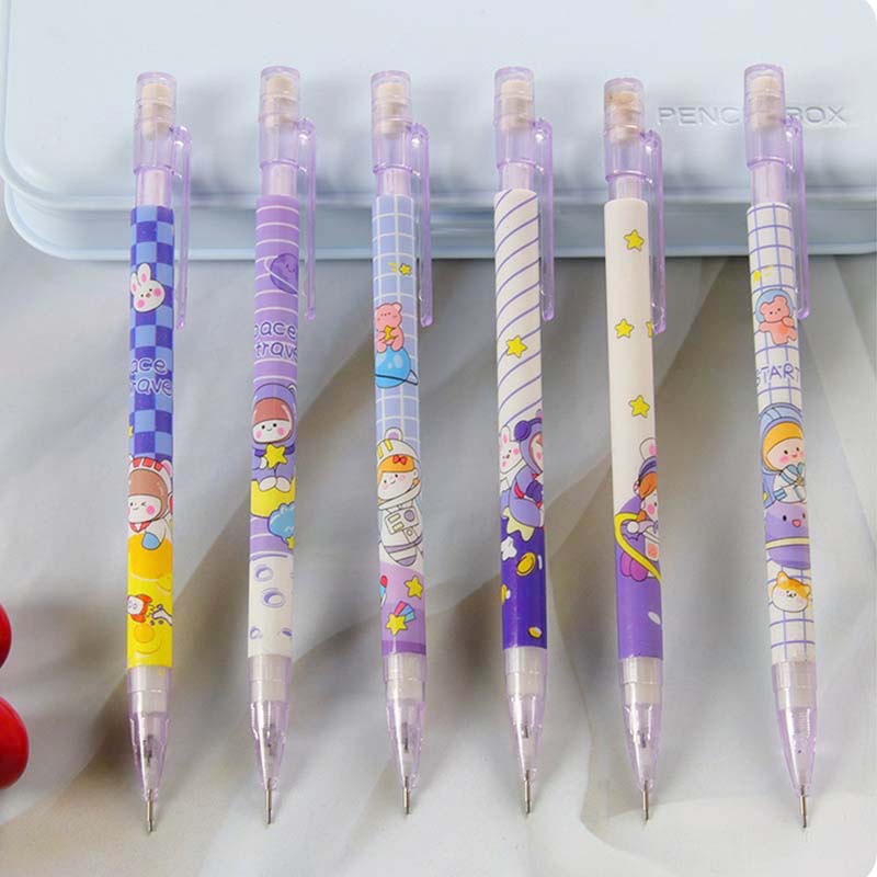 Bút Chì Bấm 0.5mm Màu Tím Họa Tiết Phi Hành Gia