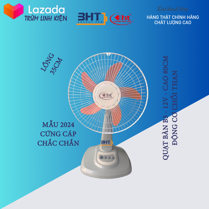 Quạt bàn b3 dùng bình 12V & 24V - ko kèm bình - 3HT