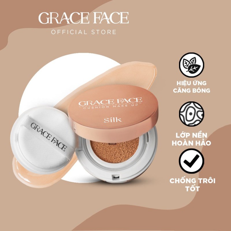 Phấn nước kiềm dầu che khuyết điểm Grace Face Silk Cushion Makeup SPF 40+ PA +++ 15g nhập khẩu
