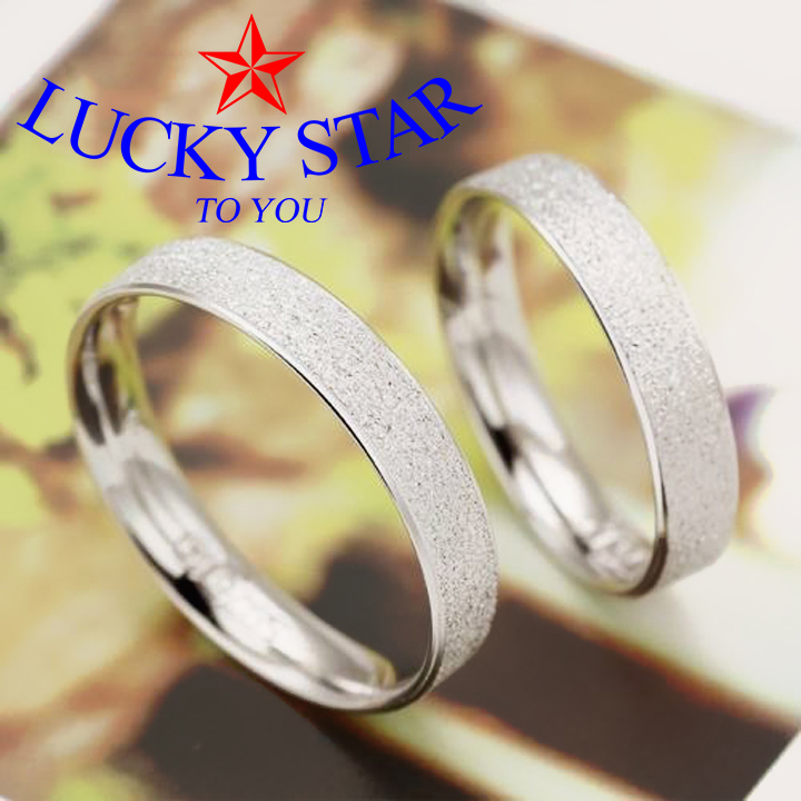 Nhẫn cặp đôi inox trơn phun cát lấp lánh sang trọng