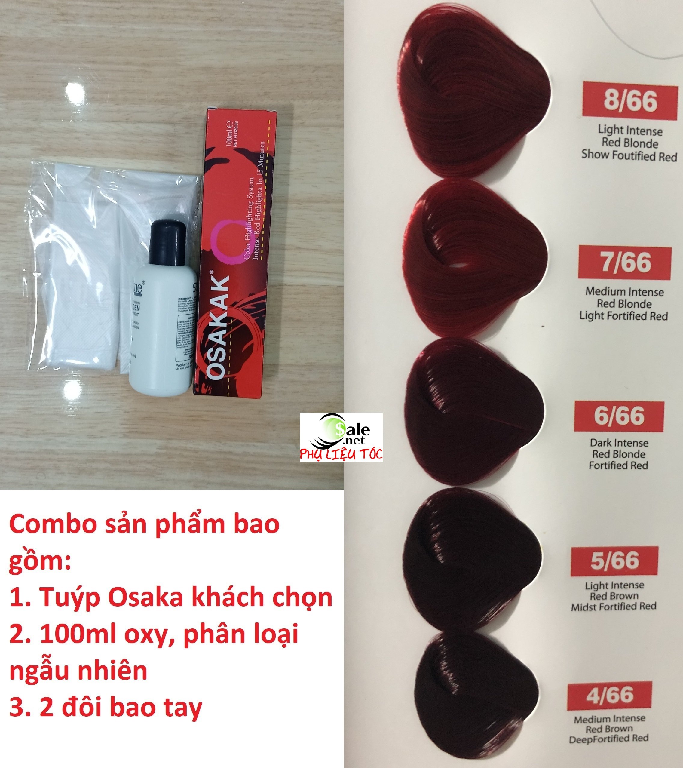 Màu nhuộm tóc osaka có kèm theo oxy trợ nhuộm và bao tay - bảng màu số 5