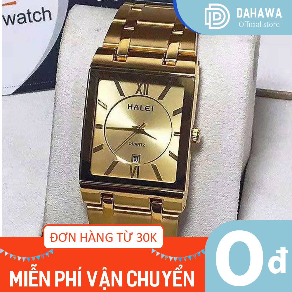 Đồng hồ nam Halei H171 , Chống nước cao cấp dây thép đúc không gỉ màu vàng, Máy thạch anh chạy 3 kim bảo hành 6 tháng