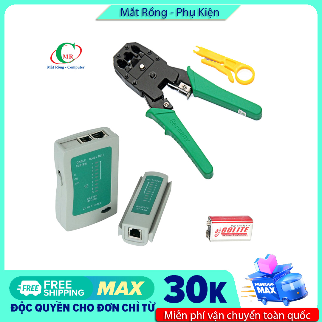 [Tặng Pin test] Combo bộ kìm bấm mạng và test cáp mạng RJ45