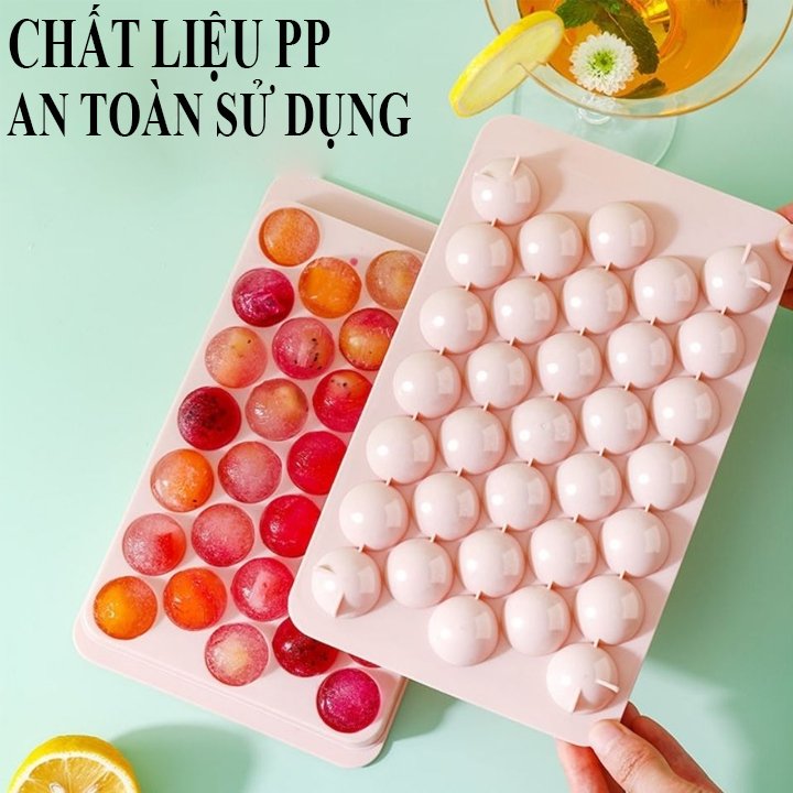 Khay làm đá, Khay làm thạch tròn 33 viên ( Giao màu ngẫu nhiên )- Vạn Lộc 68