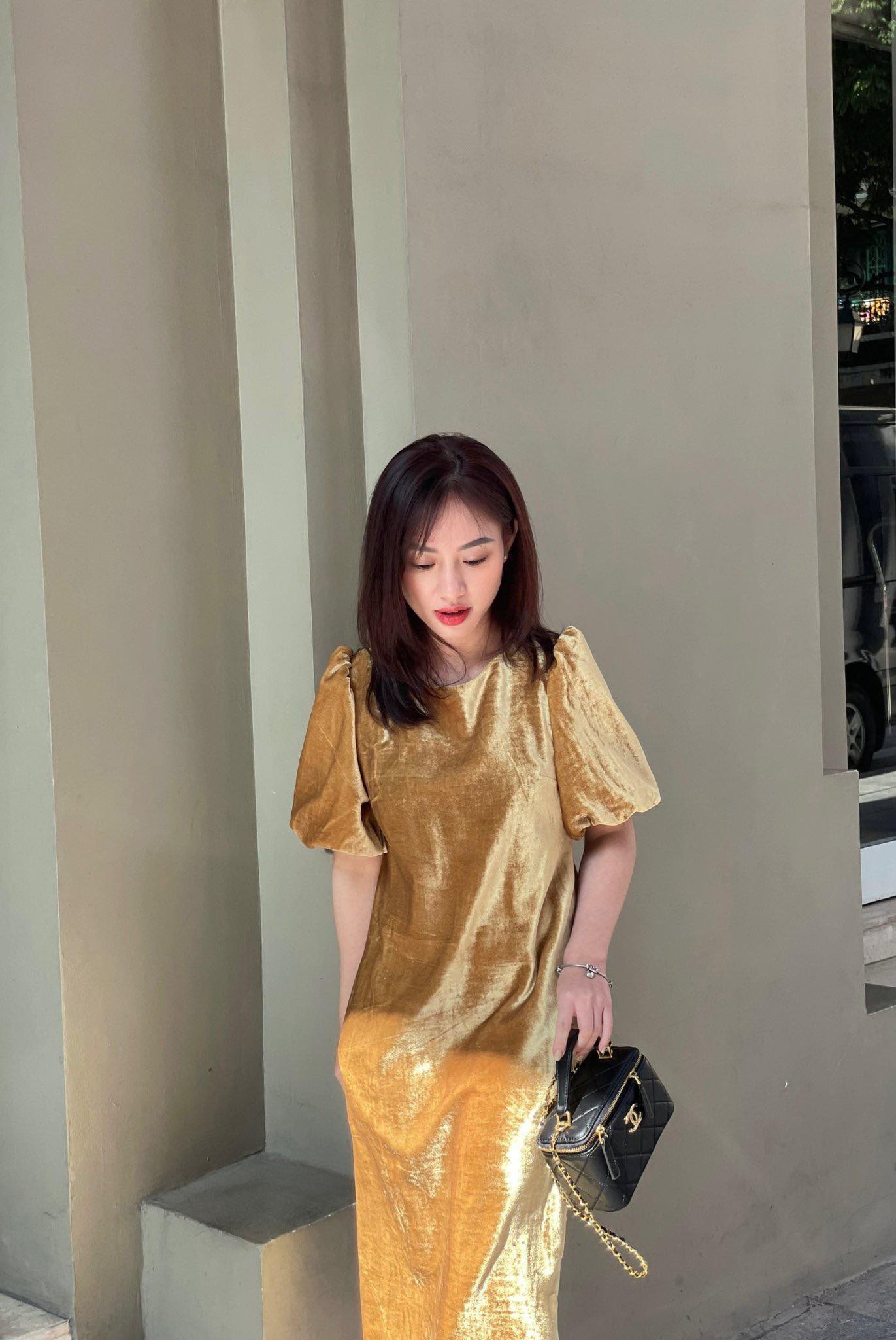 [CHIANDOAN ORDER] Váy Resy nhung tay phồng cách điệu