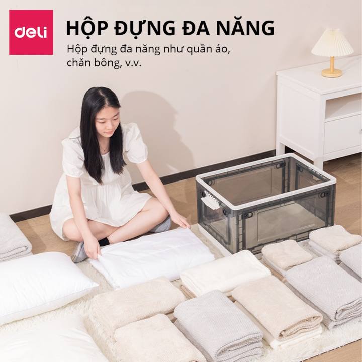 Hộp Đựng Đồ Cỡ Lớn Deli Có Nắp Đậy, Bánh Xe Cao Cấp Nhiều Kích Cỡ 28L/ 55L/ 86L Có Thể Tháo Lắp Tiết Kiệm Không Gian - VS484 - Hình ảnh 9