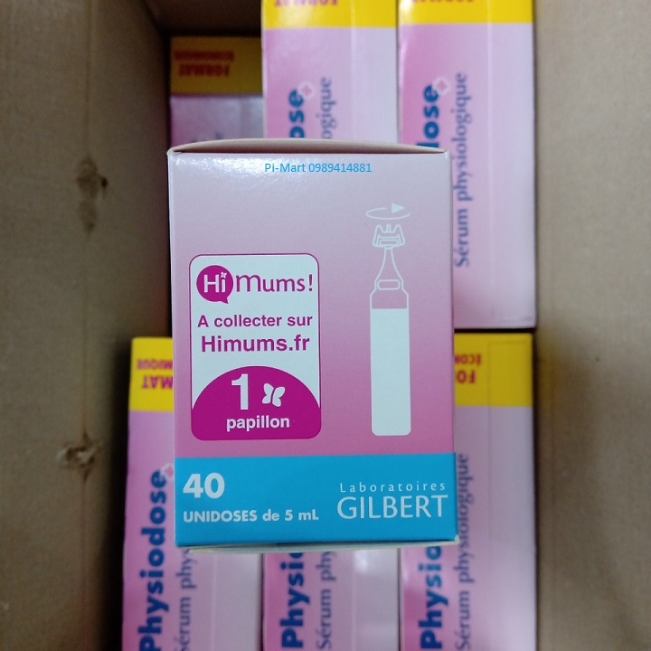 Nước muối sinh lý Pháp Physiodose (Tép Hồng) 40 x 5ml