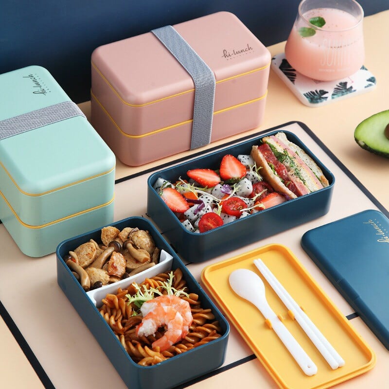 Hộp cơm xuất nhật 2 tầng hình chữ nhật