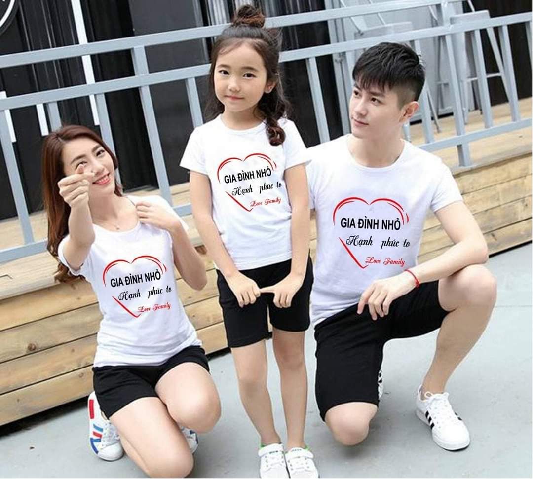 sét bộ gia đình 3/4/5 nhỏ hạnh phúc to (cả bộ gôm áo và quần). chất đẹp co giãn