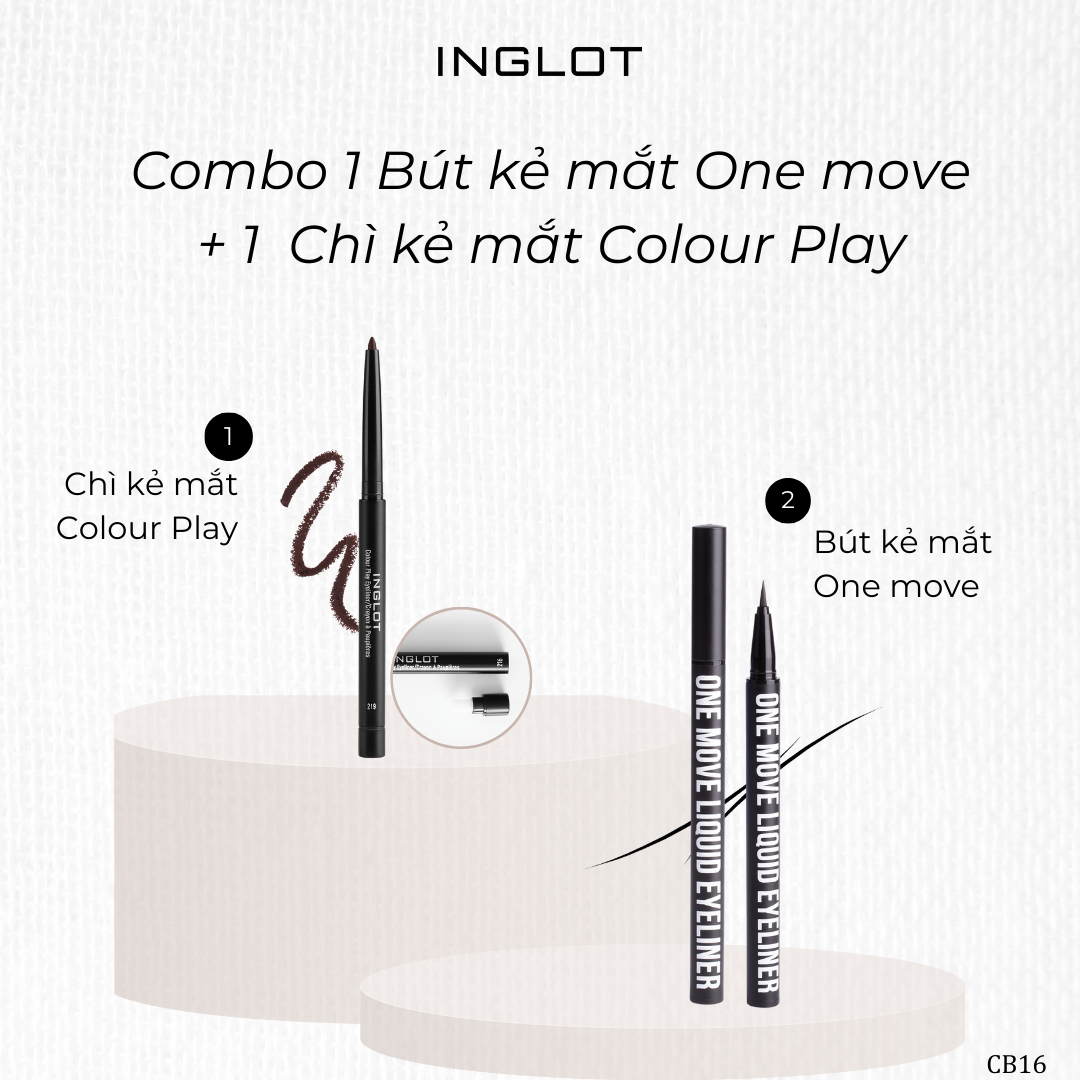 Bộ trang điểm Mắt gồm Bút kẻ mắt nước không lem dễ kẻ One Move Eyeliner và Chì kẻ viền mắt Colour Play INGLOT