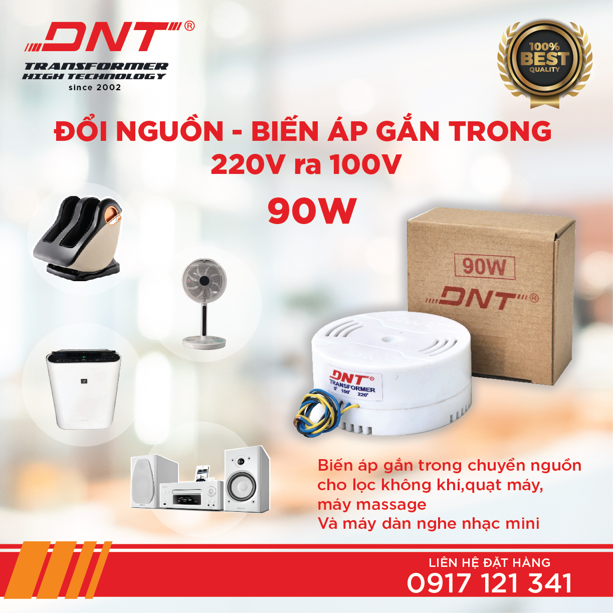 ĐỔI NGUÔN GẮN TRONG 220V RA 100V DNT