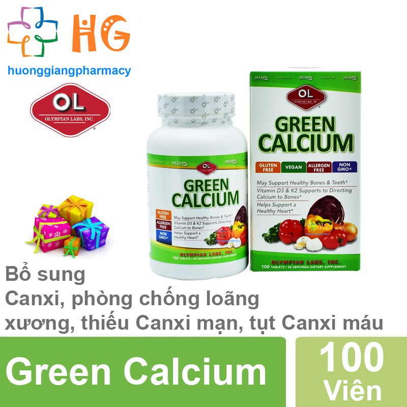 Green Calcium - Bổ sung canxi hữu cơ cho mẹ bầu (lọ 100 viên, nhập khẩu Mỹ)