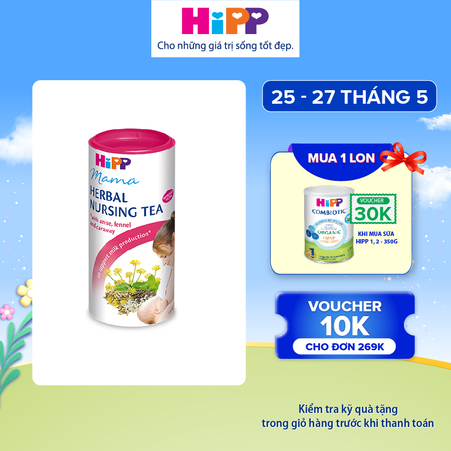 [BEST SELLER] Trà cốm lợi sữa HiPP Mama Herbal Nursing Tea dành cho mẹ sau sinh giúp bồi bổ cơ thể, giảm viêm nhiễm, hỗ trợ và tăng cường lượng sữa, 200g (2348)