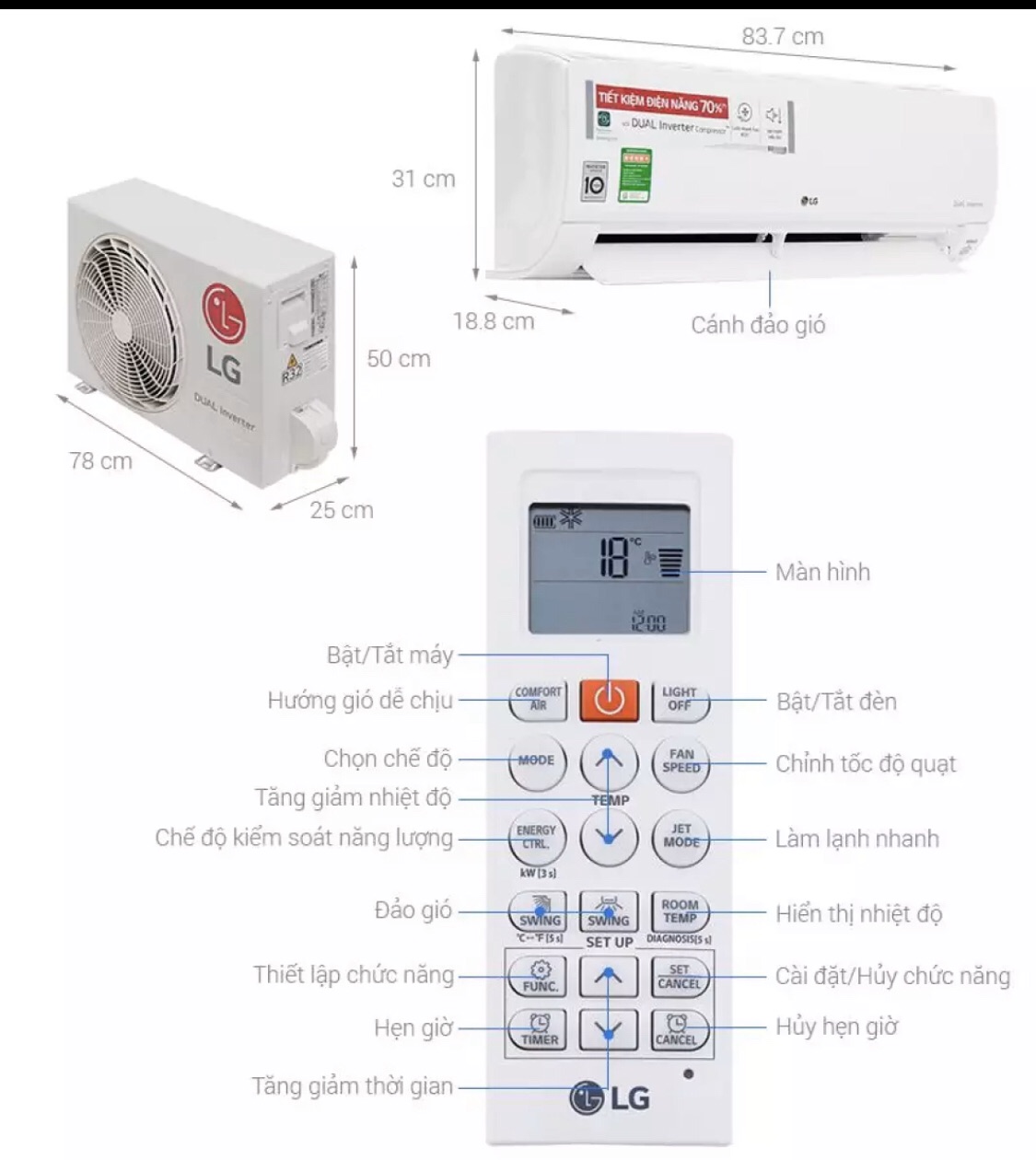Điều khiển điều hoà LG mới