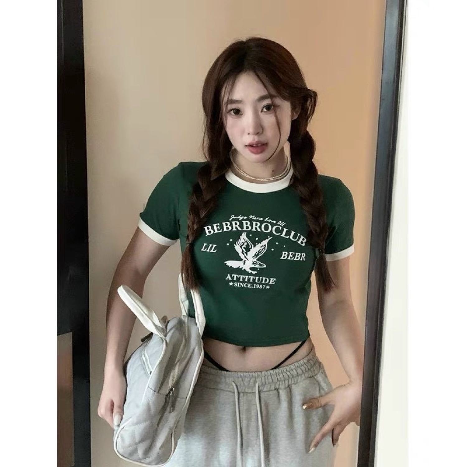 Áo Croptop Thun Gân Ôm Body