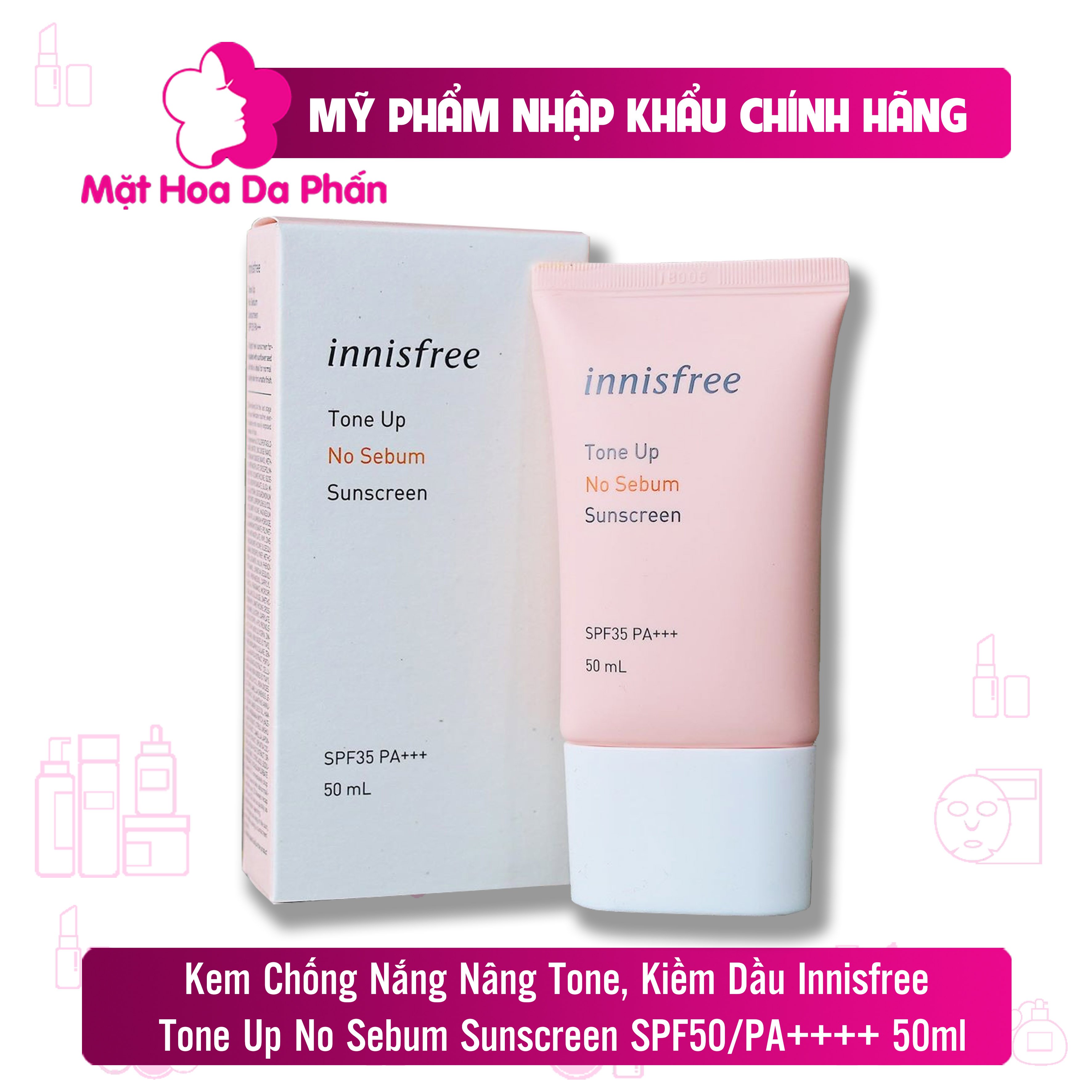 Kem Chống Nắng Nâng Tone, Kiềm Dầu Innisfree Tone Up No Sebum Sunscreen SPF50/PA++++ 50ml - Garis Store