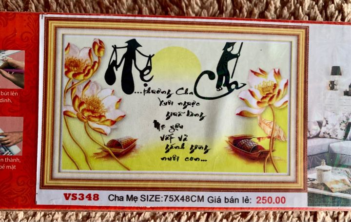 Tranh đính đá Cha Mẹ DF131 (75x48cm)