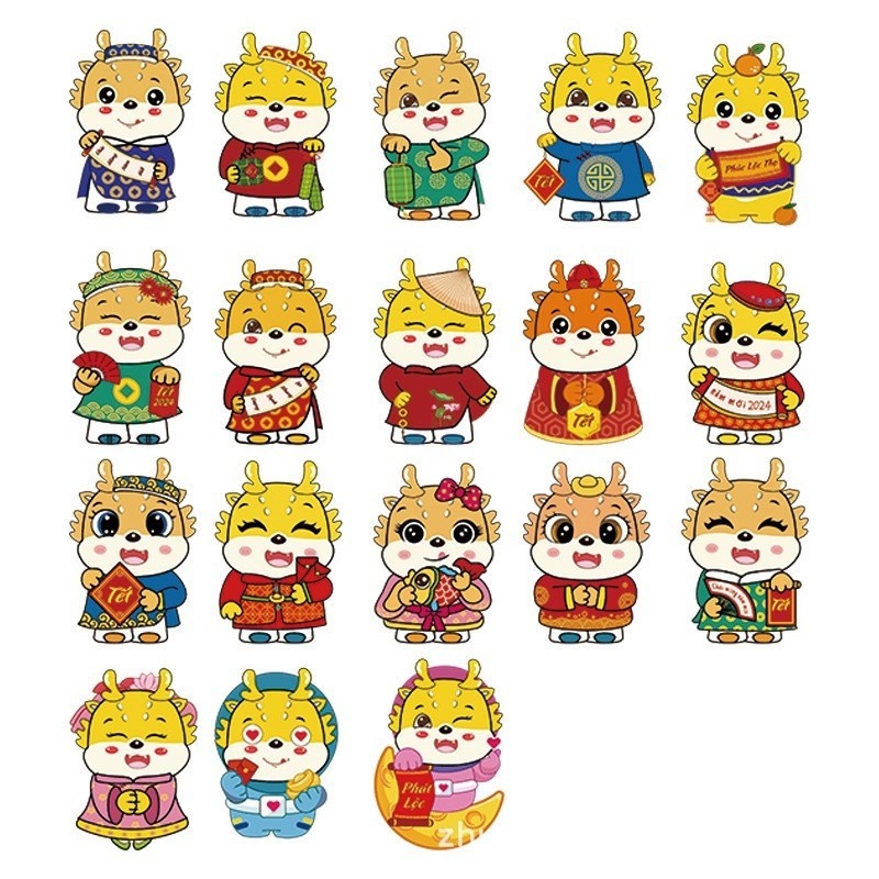 Bao lì xì chibi hình rồng - giáp thìn 2024 siêu đáng yêu
