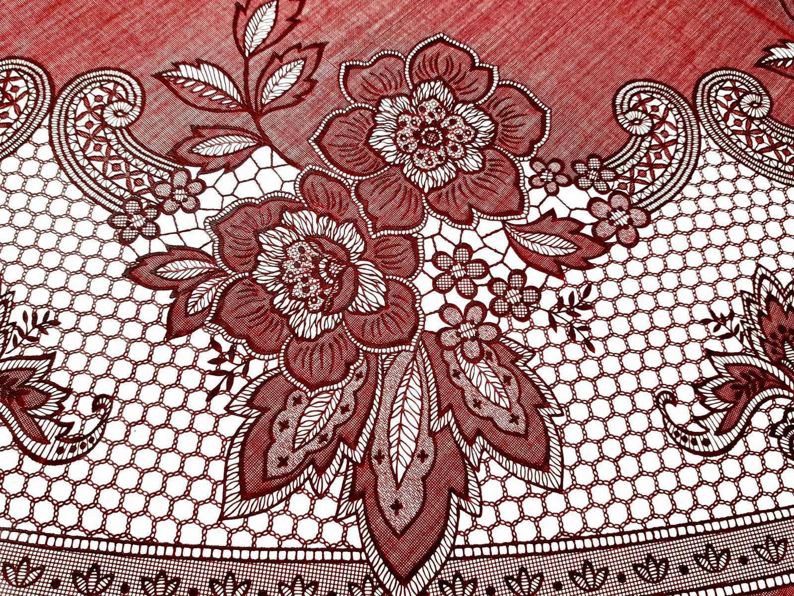 (Free 1 Food Placemat 30X45 cm) Paulee Fy116 Tablecloth [135 cm X 180 cm] Red, Luxurious Pattern - Flexible Pvc Material - Waterproof.