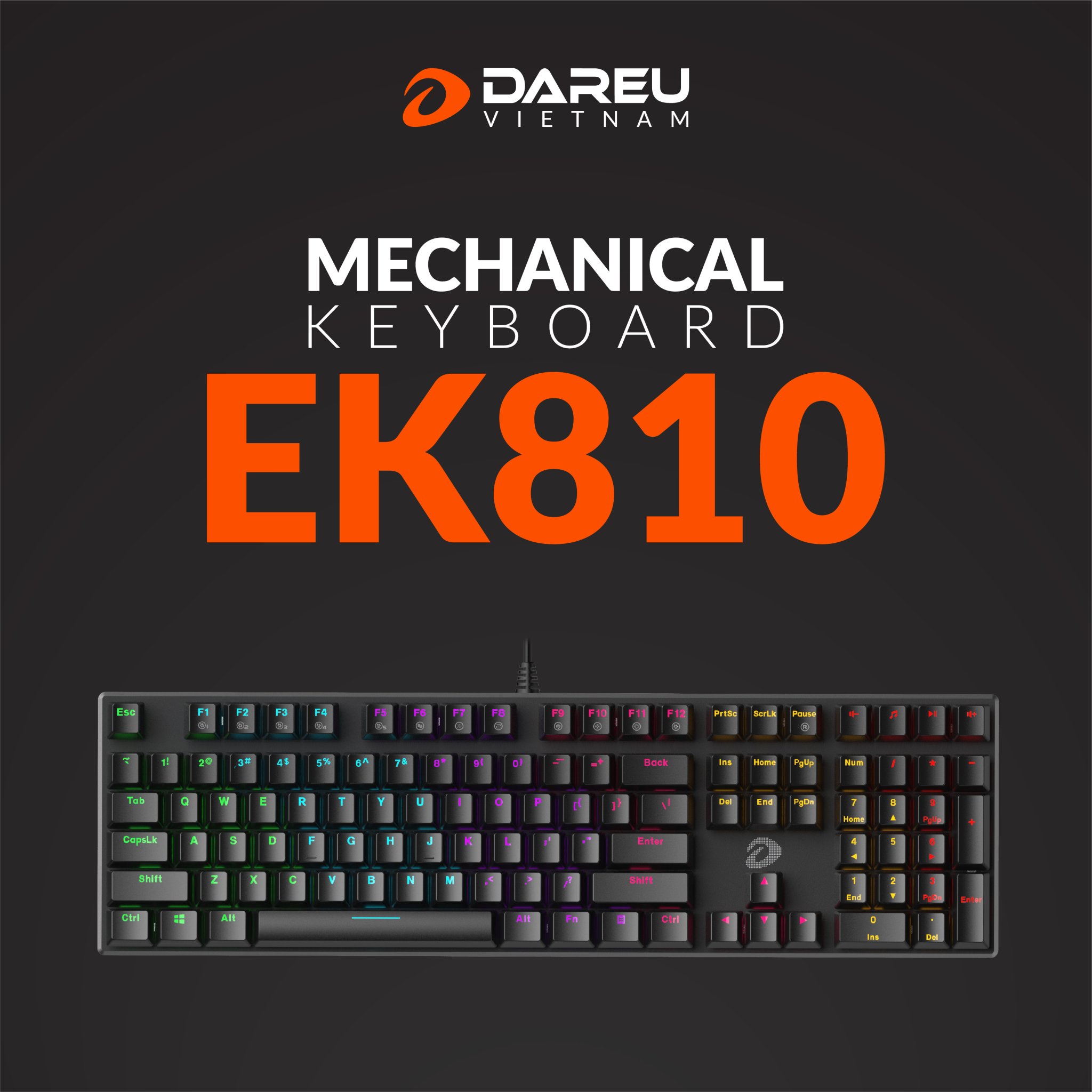 Bàn Phím Cơ Gaming DareU EK810 Queen Pink - Multi LED (Blue/Brown Switch)
