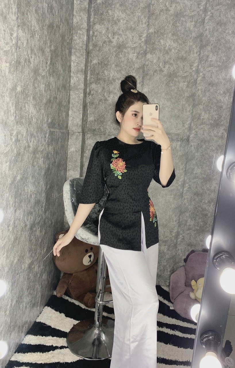 ÁO BÀ BA CÁCH TÂN LỤA GẤM DÂY KÉO