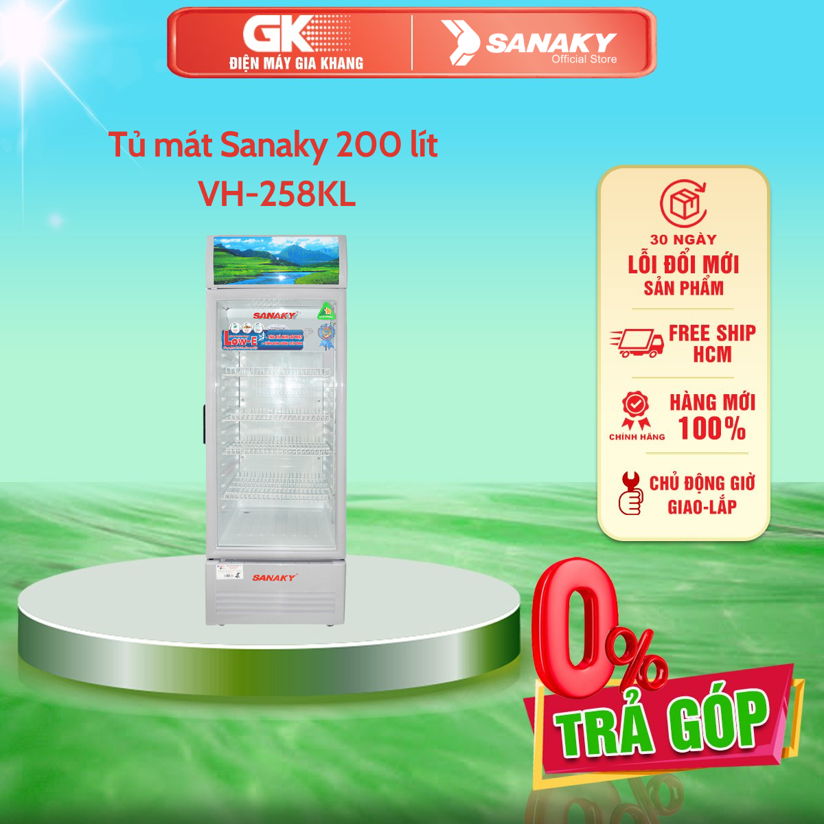 Tủ mát sanaky 200 lít vh-258kl - giao toàn quốc - freeship hcm