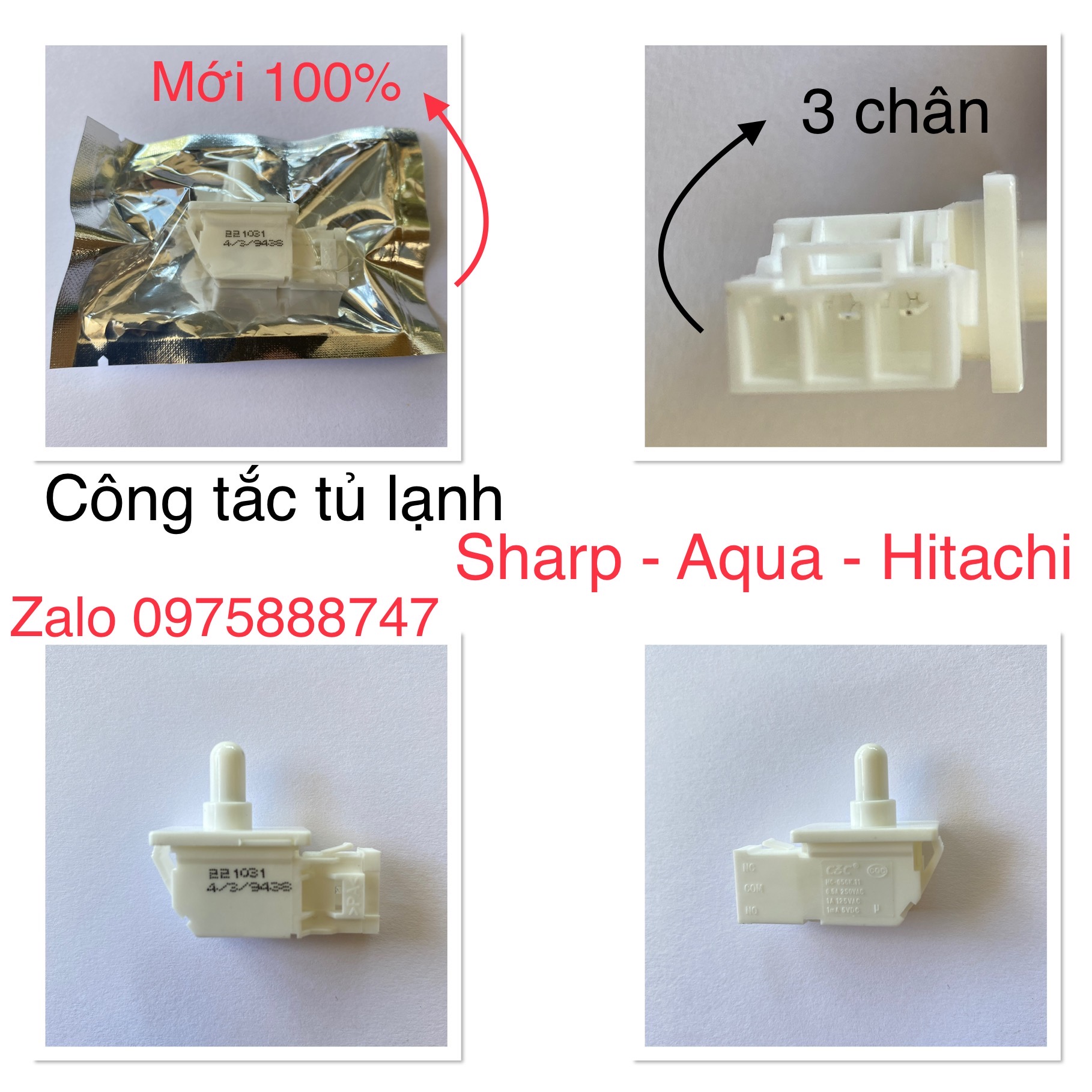Công tắc tủ lạnh Sharp -AQUA - Hitachi  (mới 100% )