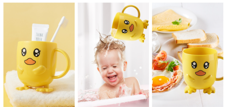 Cốc uống nước cho bé, cốc đánh răng cho bé hình vịt vàng