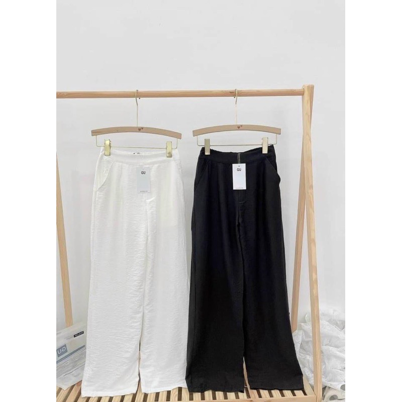 Quần ống rộng nữ vải đũi lưng thun co giãn cao cấp Hàn Quốc Q813