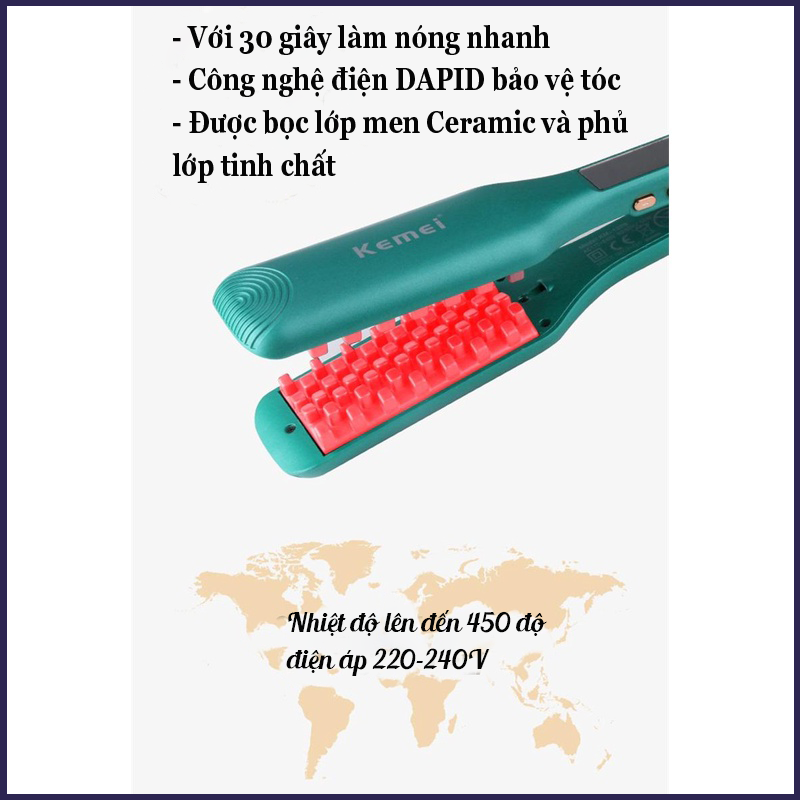 Máy Bấm Tóc Dập Xù Bấm Phồng Chân Tóc,Máy Bấm Tóc Chuyên Nghiệp KM- 1228 Bản Hot 2023 Không Lộ Mối Dập ,Tự Tạo Kiểu Tóc Ở Nhà Dễ Dàng