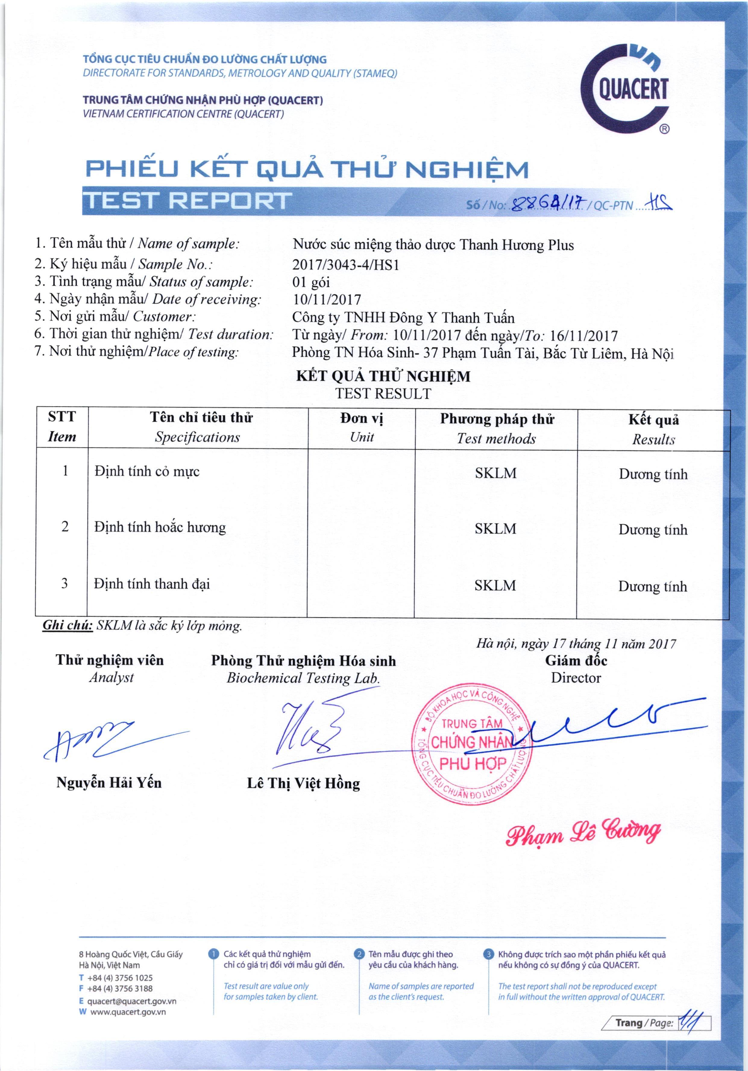 Nước súc miệng thơm miệng Thanh Hương Plus